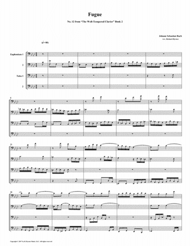 Fugue 12 from Well-Tempered Clavier, Book 2 (Euphonium-Tuba Quartet) (arr. Richard Byrnes)