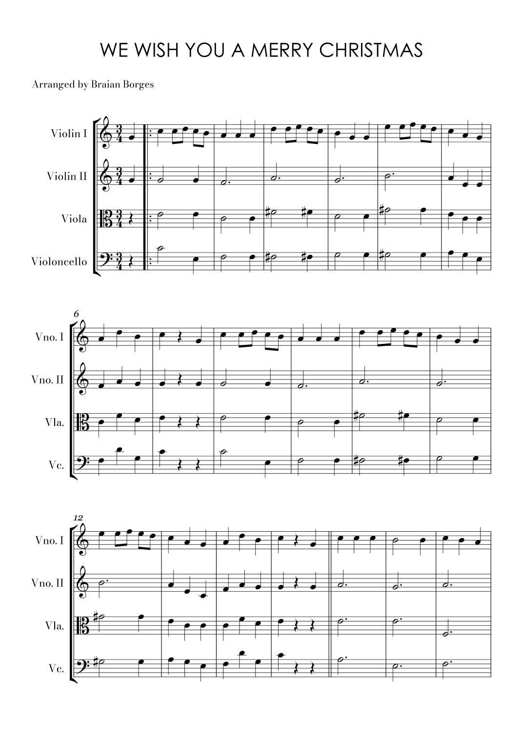 We Wish You a Merry Christmas (arr. Braian Borges)