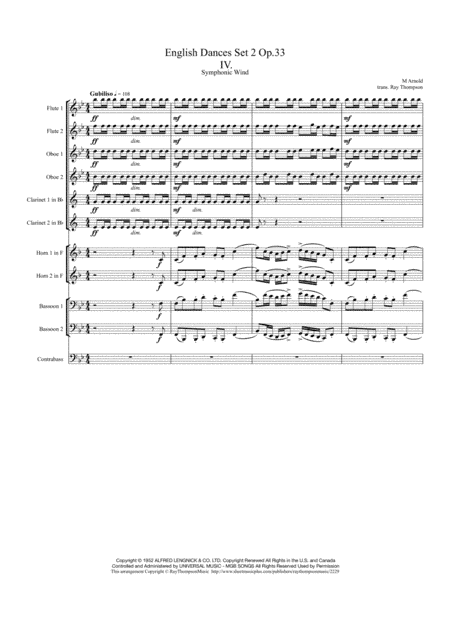 English Dances, Set 2, Op. 33: No. 4. Giubiloso - Lento E Maestoso (arr. Ray Thompson)