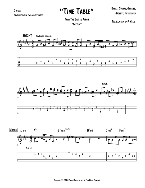 Time Table (arr. P Welsh)