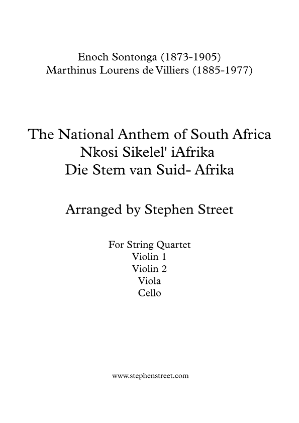 The National Anthem of South Africa, Nkosi Sikelel' iAfrika String Quartet (arr. Stephen Street)