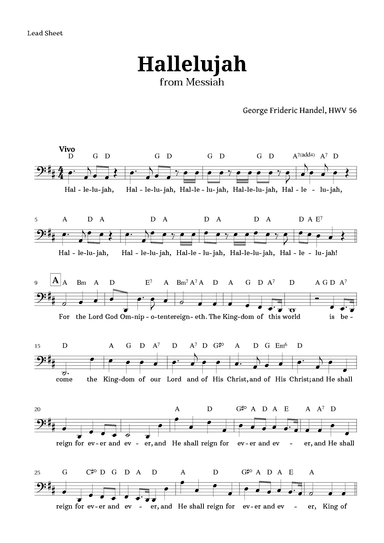 Hallelujah by Handel Lead Sheet (Low Voice) (arr. Langanho)
