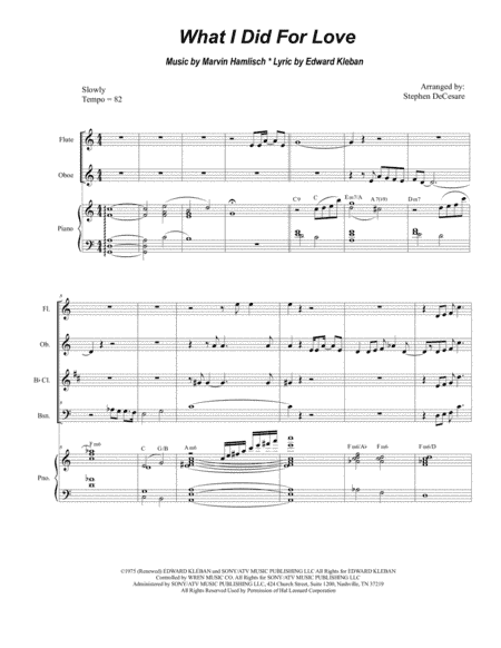 What I Did For Love (arr. Stephen DeCesare)