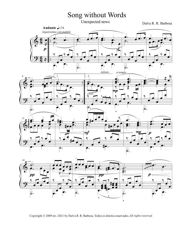 Song without words: Unexpected News