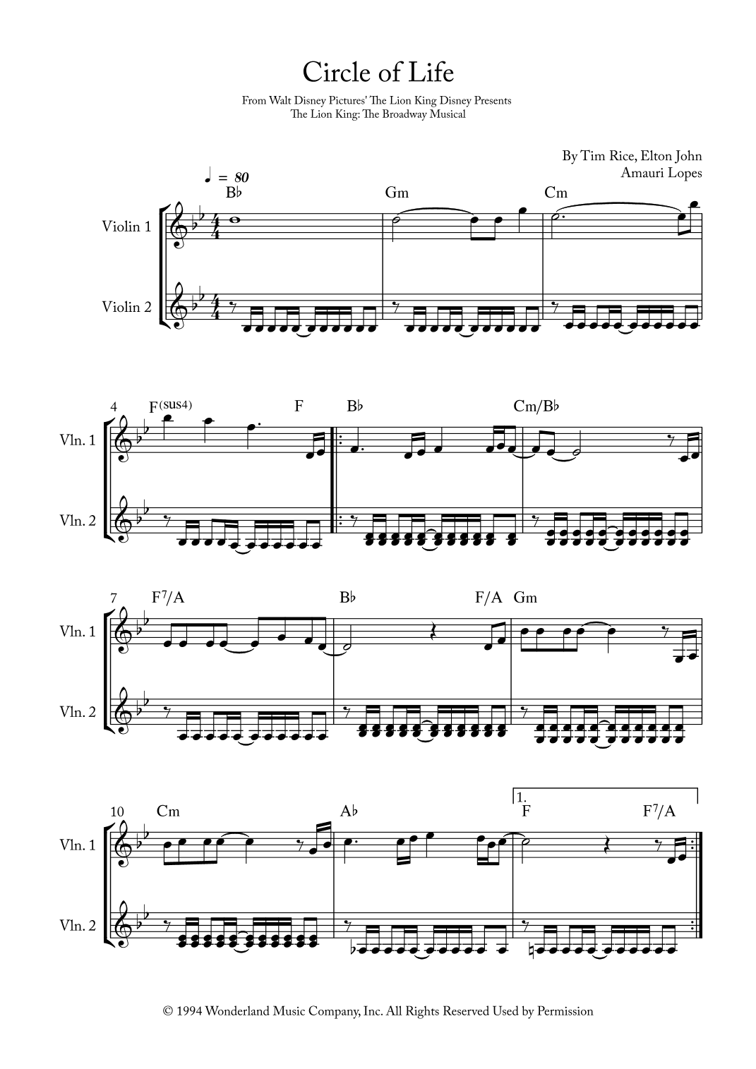 Circle Of Life (arr. Amauri Lopes)