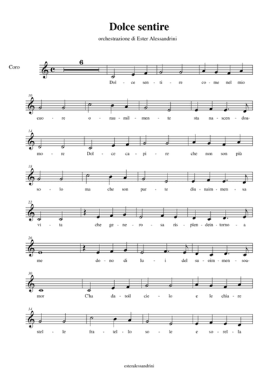 Dolce sentire ( fratello Sole e sorella Luna) parte per coro (arr. Ester Alessandrini)