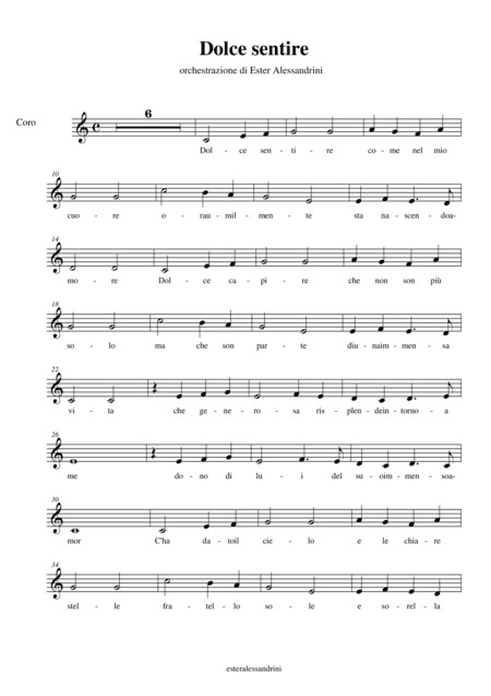 Dolce sentire ( fratello Sole e sorella Luna) parte per coro (arr. Ester Alessandrini)