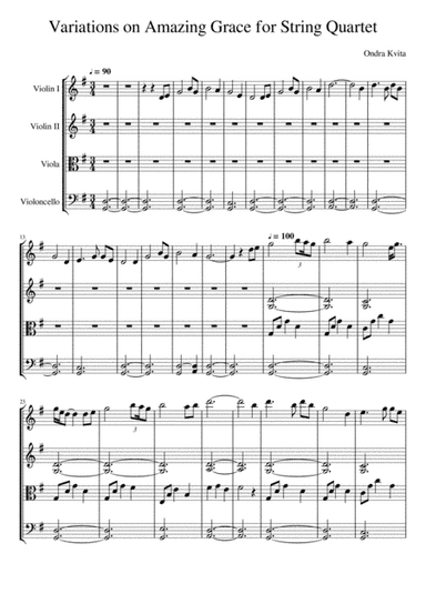 Variations on Amazing Grace for String Quartet (arr. Ondra Kvita)
