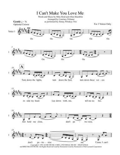 I Can't Make You Love Me (arr. Courtney Politano, Honey Whiskey Trio)