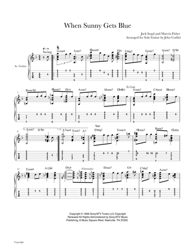 When Sunny Gets Blue (arr. John Carlini)