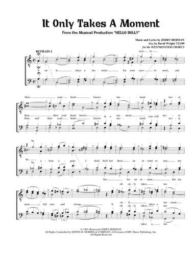 It Only Takes A Moment (arr. David Wright)