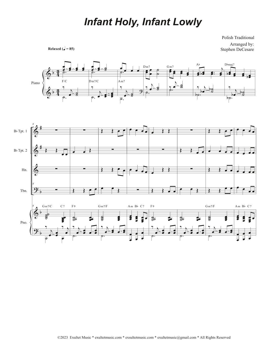 Infant Holy, Infant Lowly (Brass Quartet and Piano) (arr. Stephen DeCesare)