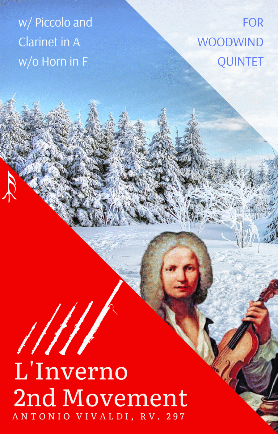 Largo from Winter by Vivaldi for Woodwind Quintet (Clarinet in A) - with Piccolo and without French (arr. Woods Only)