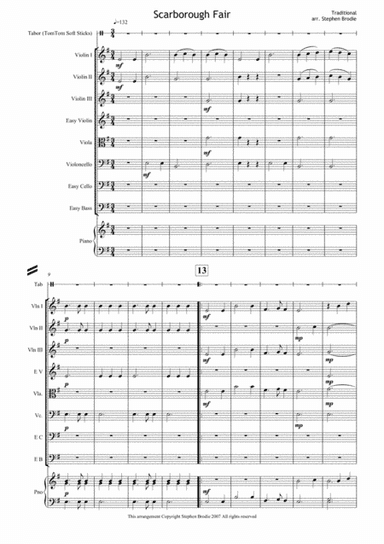 Scarborough Fair (for Junior String Ensemble) (arr. Stephen Brodie)