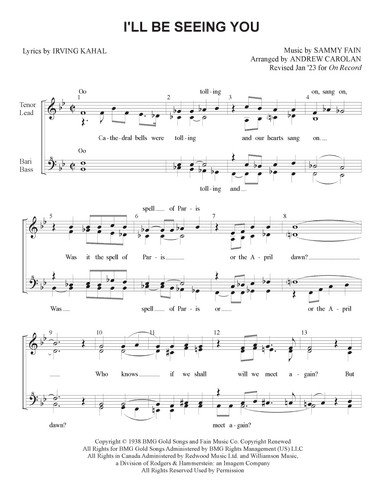 I'll Be Seeing You (arr. Andrew Carolan)