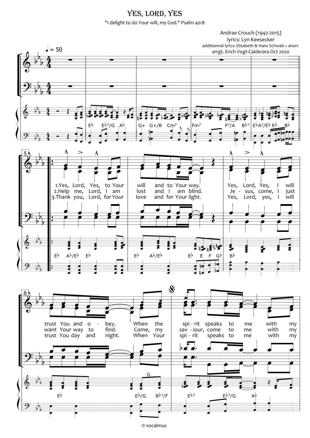 Yes, Lord (arr. Erich Calderara)