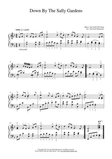 Down By The Sally Gardens (Easy Piano Version) (arr. Jan-Frerk Jelend)