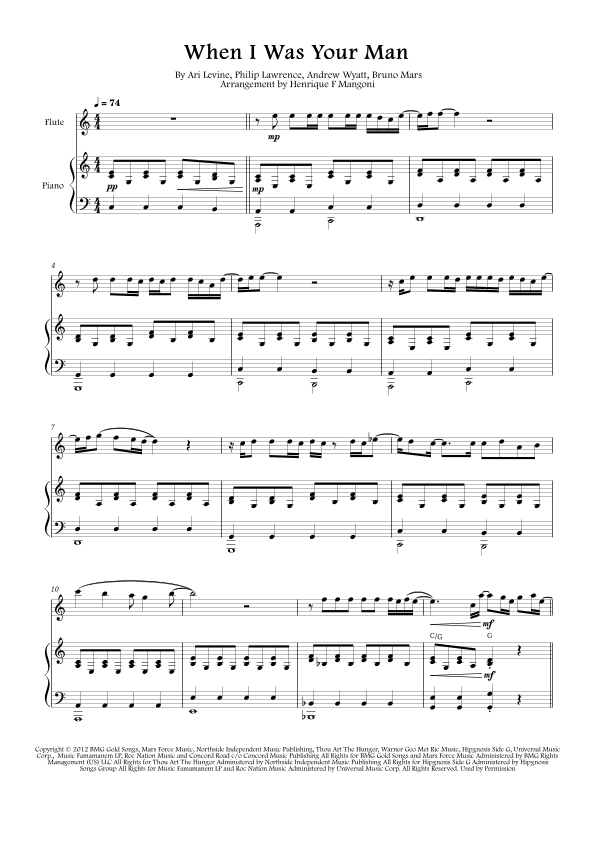 When I Was Your Man (arr. Henrique F Mangoni)