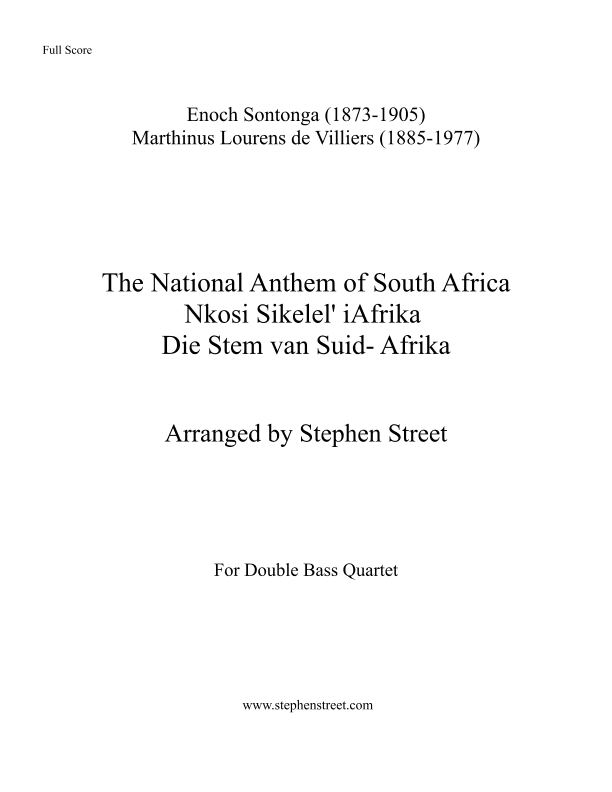 The National Anthem of South Africa - Nkosi Sikelel' iAfrika (Double Bass Quartet) (arr. Stephen Street)