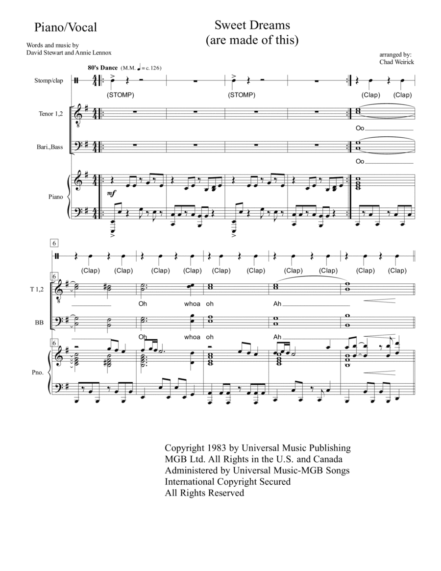 Sweet Dreams (are Made Of This) (arr. Chad Weirick)