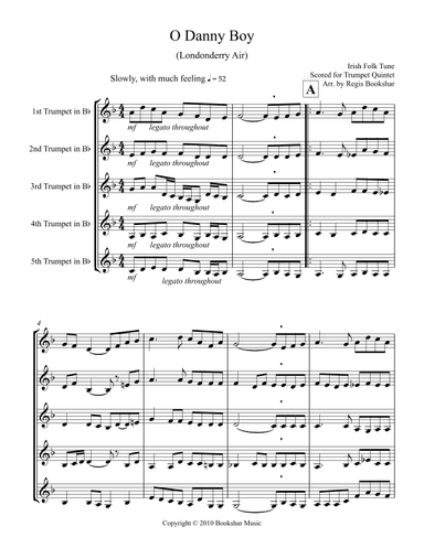 O Danny Boy (Eb) (Trumpet Quintet) (arr. Regis Bookshar)