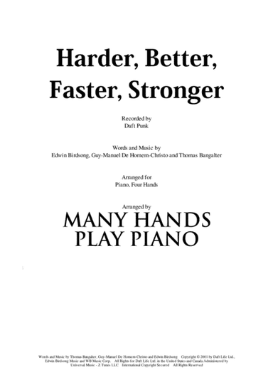 Harder, Better, Faster, Stronger (arr. Many Hands Play Piano)