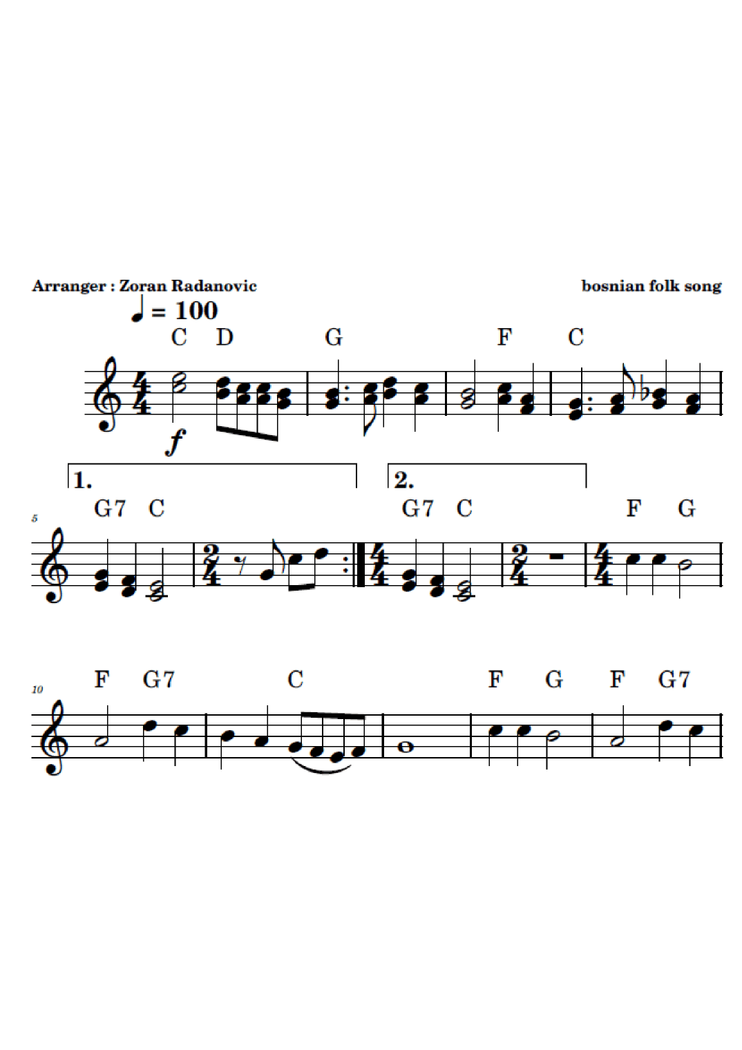 Moj beharu - lead sheet (arr. Zoran Radanovic)