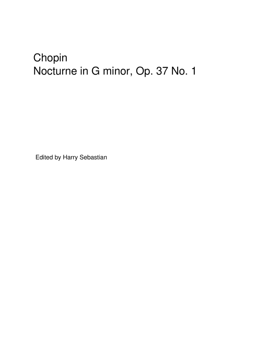 Chopin - Nocturne in G minor, Op. 37 No. 1 (arr. Harry Sebastian)