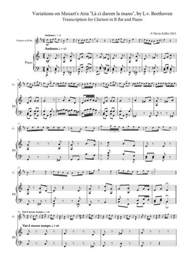 Variations on "Là ci darem la mano" by L.v. Beethoven, transcription for clarinet in B flat and pia (arr. Flavio Keller)