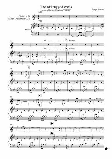 The old rugged cross (piano & clarinet) - EARLY INTERMEDIATE (arr. David Kocijan)