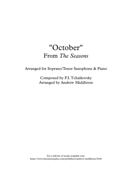 "October" from The Seasons arranged for Tenor Saxophone and Piano (arr. Andrew Middleton)