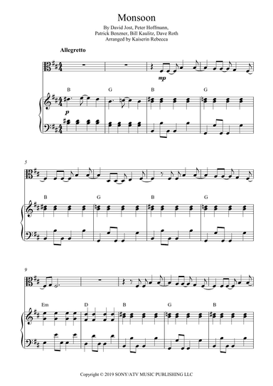 Monsoon (arr. Kaiserin Rebecca)