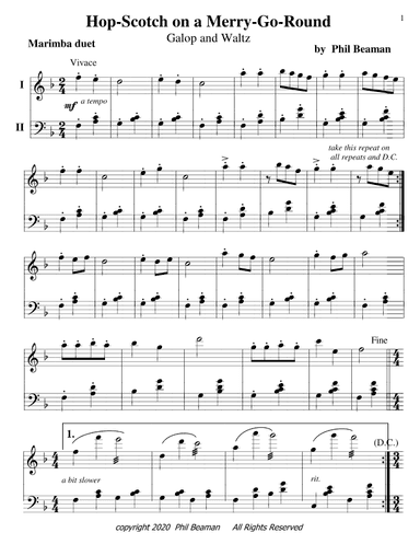 Hop-Scotch on a Merry-Go-Round, Galop and Waltz in Oom-pah style, marimba duet