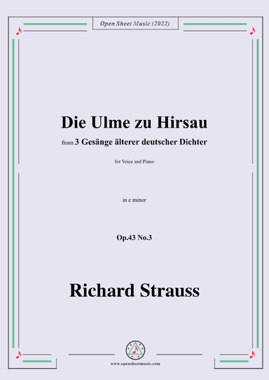 Richard Strauss-Die Ulme zu Hirsau,in e minor,Op.43 No.3 (arr. OSM Press)