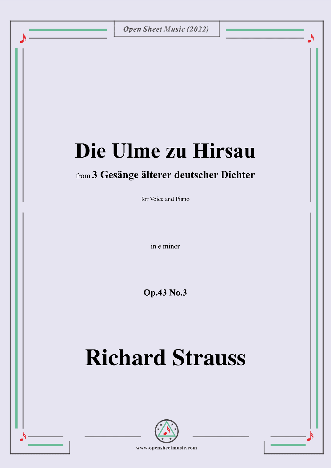 Richard Strauss-Die Ulme zu Hirsau,in e minor,Op.43 No.3 (arr. OSM Press)