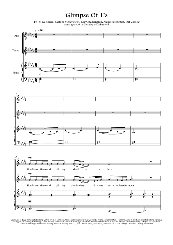 Glimpse Of Us (arr. Henrique F Mangoni)