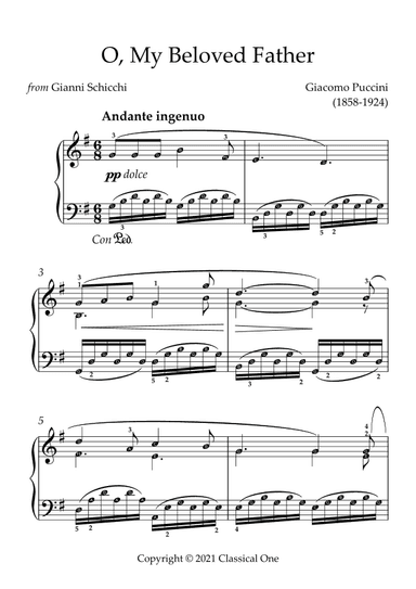 Puccini - O, My Beloved Father(With Note name) (arr. MPS)