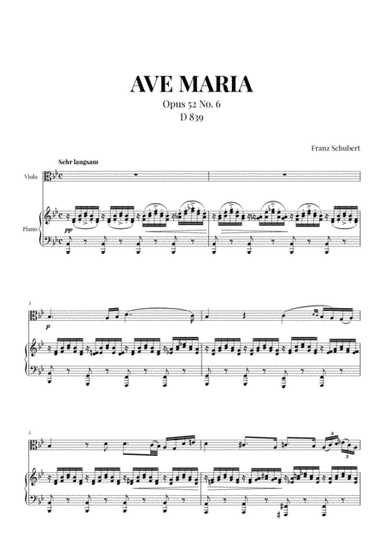 Ave Maria (Schubert) for Viola and Piano (arr. Cadenza Editions)