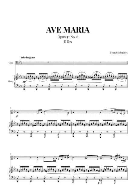 Ave Maria (Schubert) for Viola and Piano (arr. Cadenza Editions)