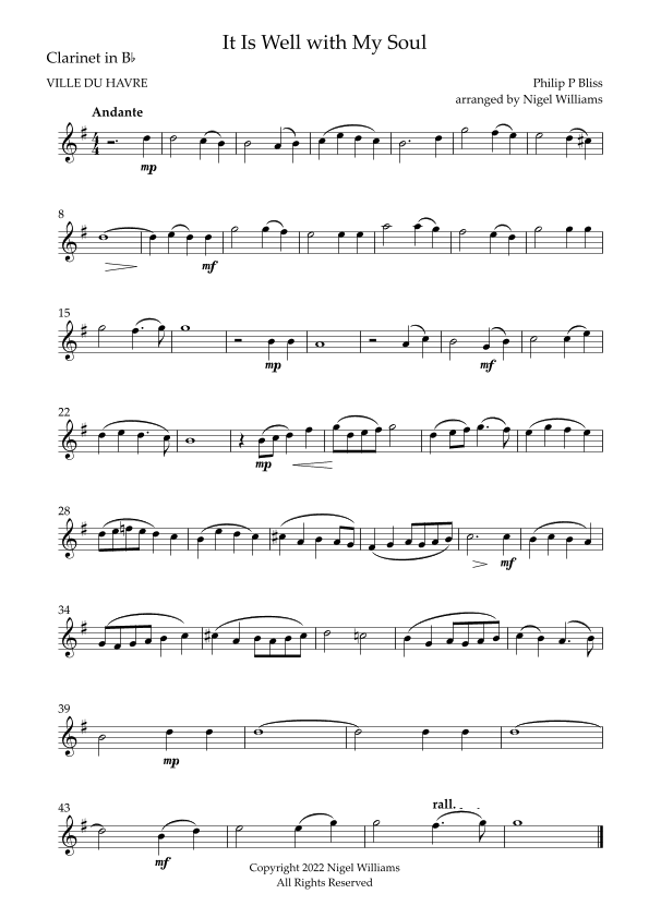 It Is Well with My Soul, for Clarinet and Bassoon Duet (arr. Nigel Williams)