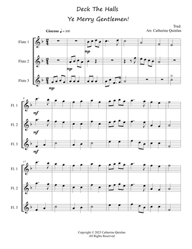 Deck The Halls Ye Merry Gentlemen! (arr. Catherine Quinlan)