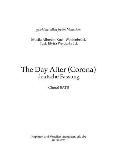 The Day After (Corona) - Deutsche Fassung - Choral für den besten Tag in der Geschichte der Menschh