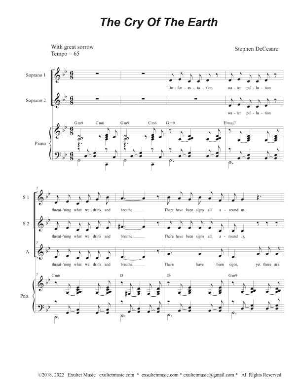 The Cry Of The Earth (Vocal Trio - (SSA)