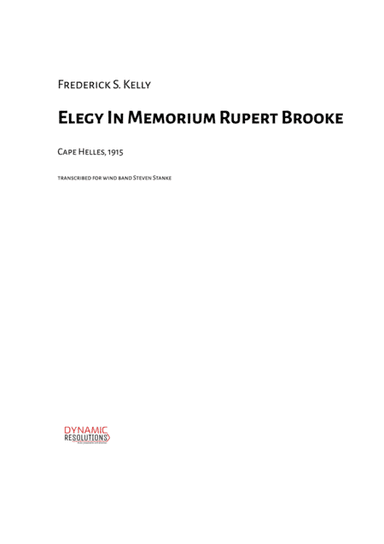 Elegy In Memorium Rupert Brooke - Wind Band/Full Score - Score Only (arr. Steven Stanke)