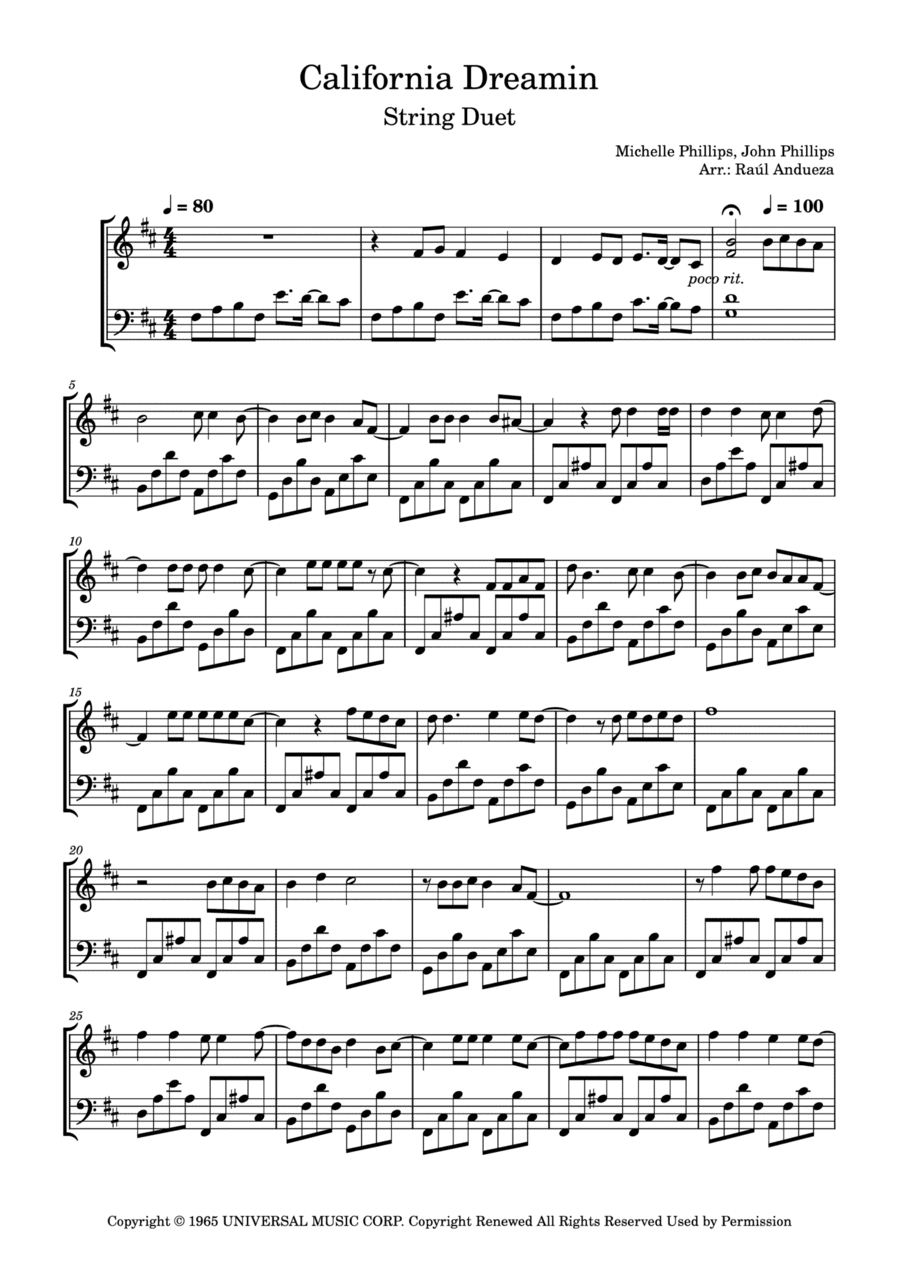 California Dreamin' (arr. Raúl Andueza Blanco)