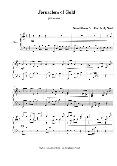 Jerusalem of Gold - piano solo