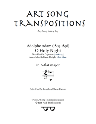 ADAM: O Holy Night (transposed to A-flat major) (arr. ArtSongTranspositions.com)