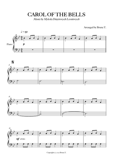Carol of the Bells (Super Easy Piano) (arr. Bruna T.)