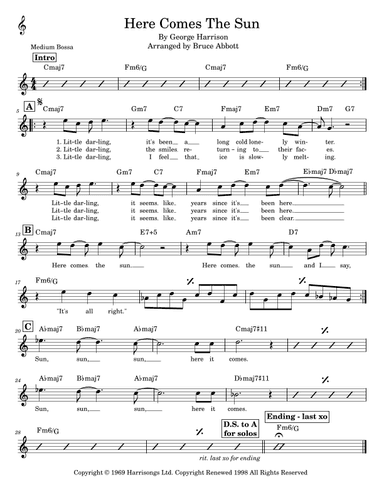 Here Comes The Sun (arr. Bruce Abbott)