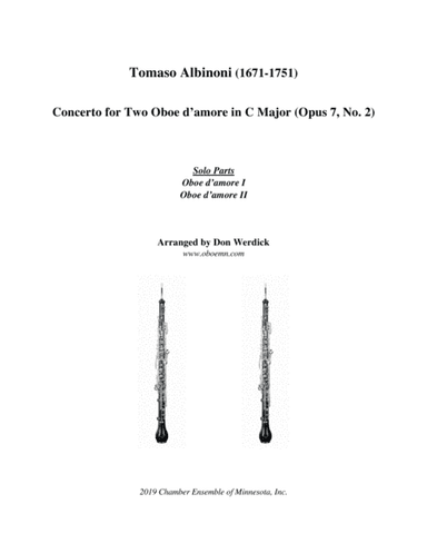 Concerto for Two Oboe d’amore in C Major, Op. 7 No. 2 (arr. Don Werdick (1946 - ))